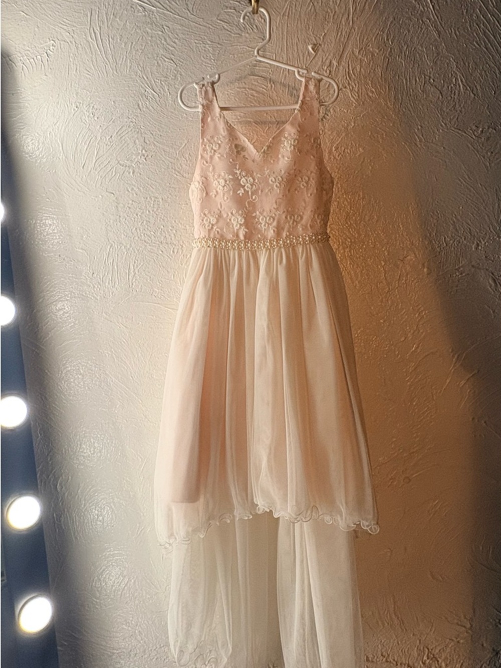 American Princess Blush Pink Lace & Tulle High-Low Dress